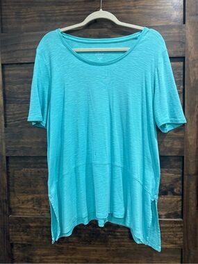 J. Jill Turquoise Scoop Neck Short Sleeve Tunic PL
